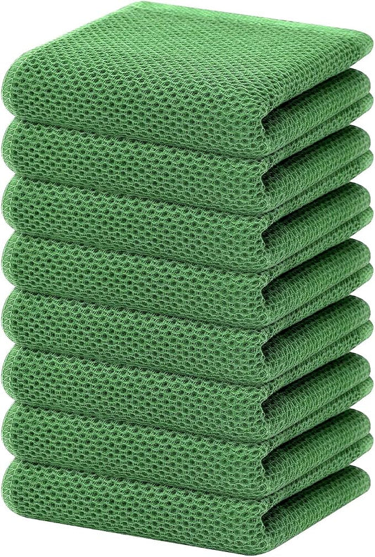 Homaxy 100% Cotton Waffle Weave Kitchen Dish Towels 8-Pack, Grass Green | 13 x 28 Inches, Ultra Soft Absorbent Dish Towels, Quick Drying Cleaning Towels by Homaxy