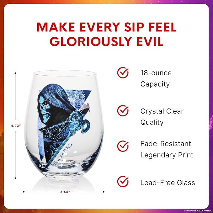 Dragon Glassware x Masters of the Universe Skeletor Wine Glasses, 18 oz | Stemless Wine Glasses Set of 2; MOTU Wine Glass Tumblers; Official Masters of the Universe 2026 Movie Merch - Image 3