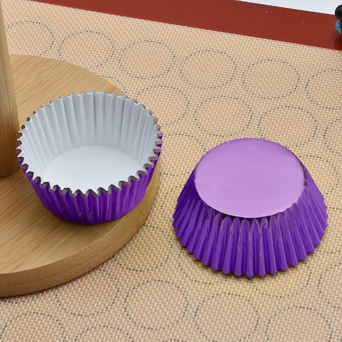200 Pcs Purple Foil Cupcake Liners Standard Baking Cups Muffin Paper Cases | Food-grade, Greaseproof & Sturdy Parchment, Cupcake Wrapper for Party, Christmas, Gift - Image 4
