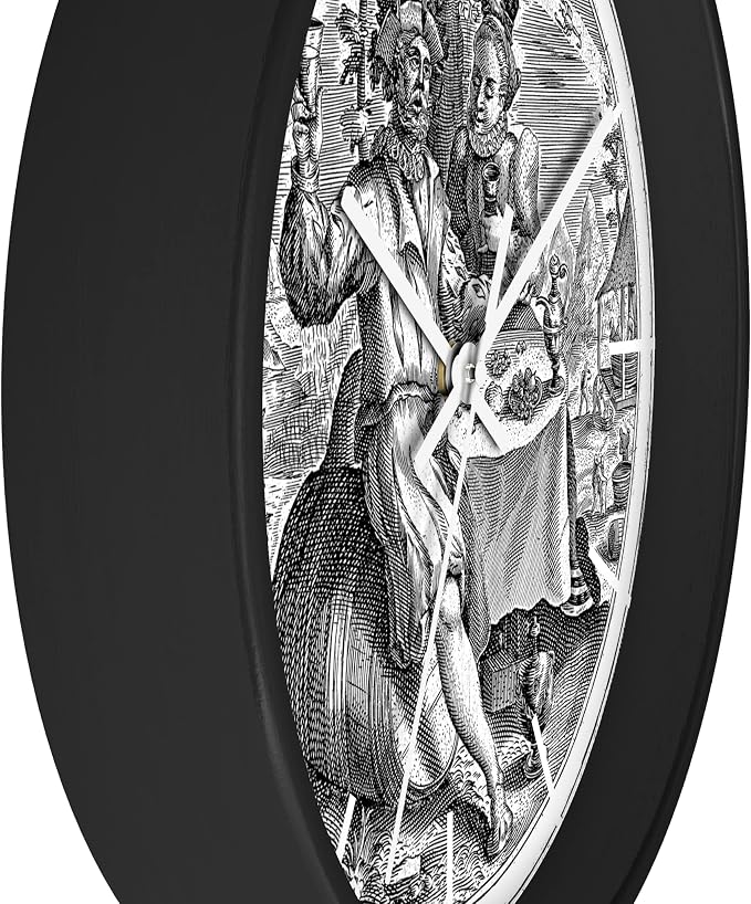 Mozingo ~ Wine Clock for Kitchen Bar Wall It's Wine O'clock Silent Time Gift Home Decor Made In USA, 10" (Hour Marks - Lines, Clock Frame Color - Black, Wine Theme #02) - Image 2