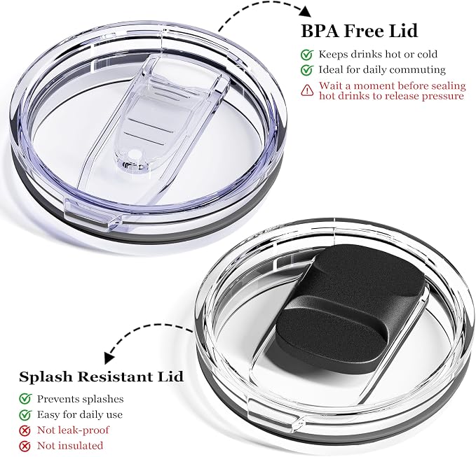 2 Pack 12oz Insulated Coffee Mug with Lids – Double Wall Stainless Steel Travel Cups with Handle, Keep Hot & Cold Drinks, Ideal Gift for Coffee Lovers, Home, Office & Camping, Black - Image 3