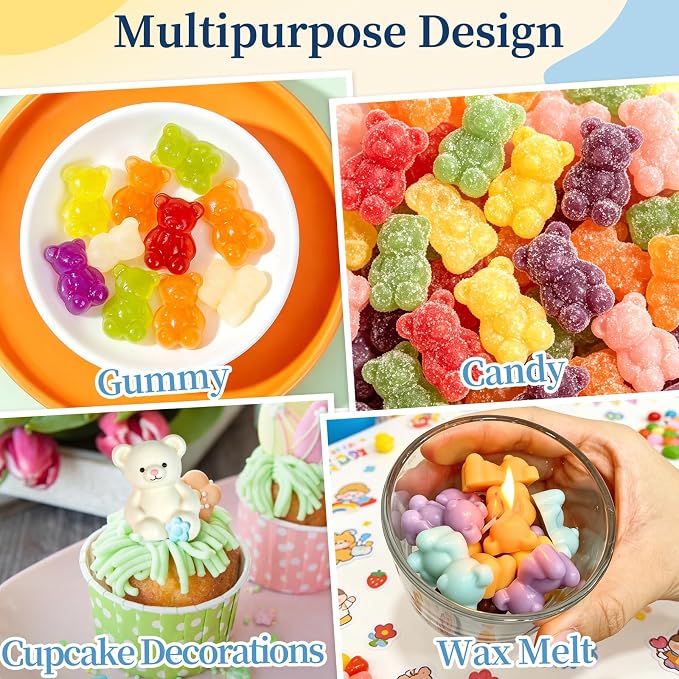 Large Gummy Bear Candy Molds 4.5ML, 80-Cavity Bear Chocolate Mold Silicone | 2 Pack Non-Stick Bear Silicone molds for Gummy, Mini Size Ice Cubes, Cupcake Toppers and Birthday Party Cake Decoration - Image 6