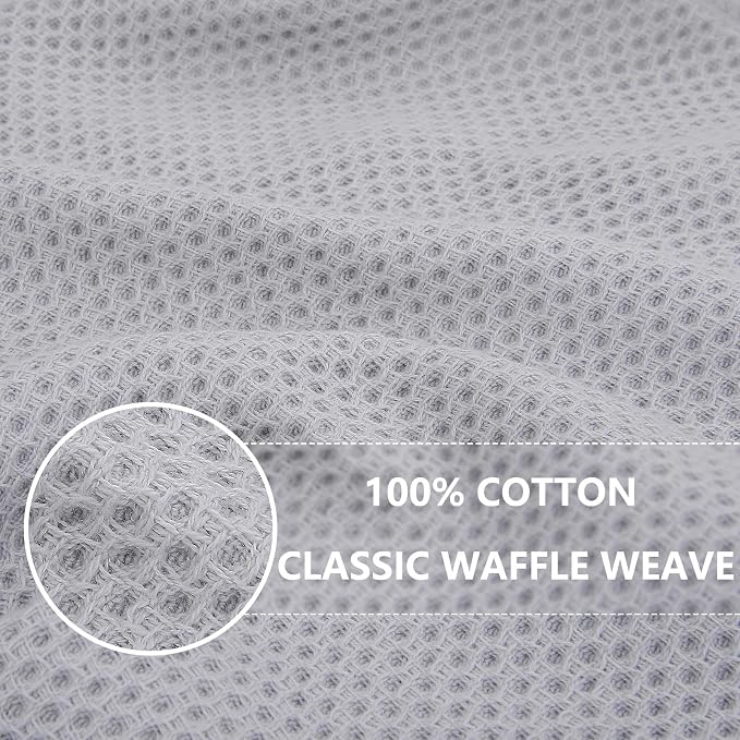 Homaxy 100% Cotton Waffle Weave Kitchen Dish Cloths 12-Pack, Light Gray | 12 x 12 Inches, Ultra Soft Absorbent Dish Towels, Quick Drying Dish Rags with Hanging Loop - Image 2