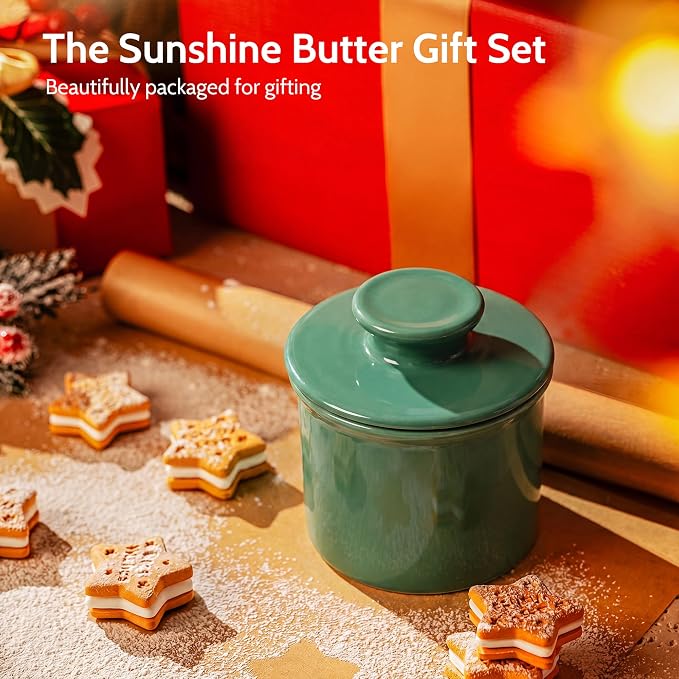 Sweese Counter with Water Line for Fresh Spreadable Butter - French Butter Keeper with Lid - Housewarming Gift For The One Who Has It All - Sage Green - Image 5