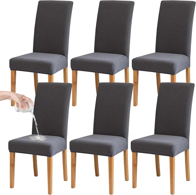 BIETYONE Waterproof Dining Chair Covers, Stretch Seat Protector, Washable | 6 Pack, Waterproof, Spill Resistant, Washable, Stretch Fit, Easy Clean Chair Protector by BIETYONE