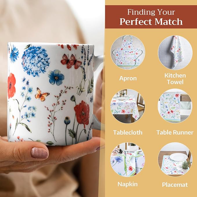 Maison d' Hermine Coffee Mug with Handles Tea Cups (12 Ounce, Pack of 1) | Fine Bone China Coffee Mugs for Hot Beverages Cappuccino Latte Home Restaurant Spring Summer -Just Floral - Poppies Always - Image 6