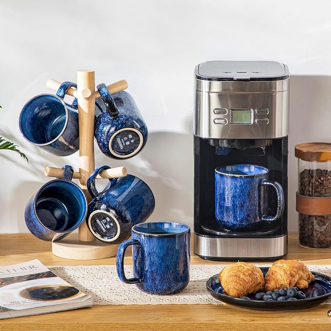 vancasso STARRY Coffee Mugs Set, 16 oz Ceramic Coffee Cups for Americano Hot Tea Iced Coffee Cold Brew Cocoa Milk Stoneware Mugs Set of 6, Dishwasher & Microwave Safe, Blue - Image 8