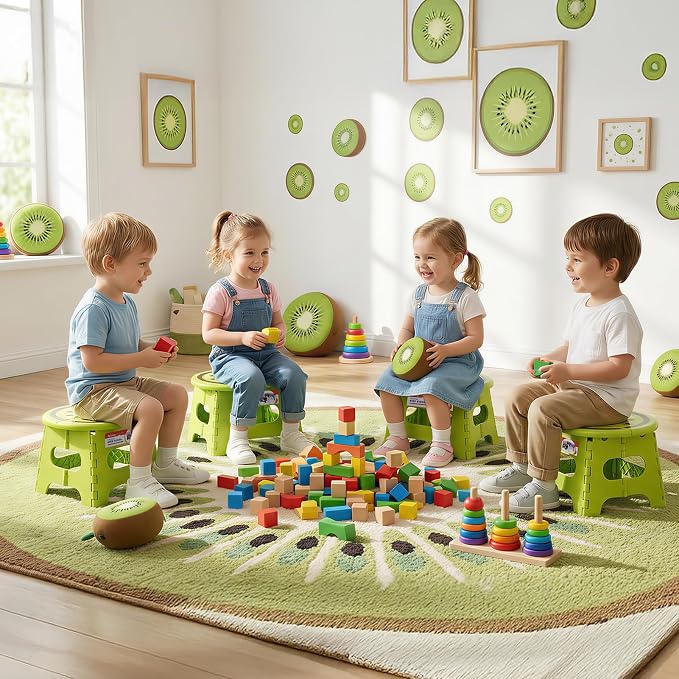 ACSTEP Folding Step Stool 9 Inch, Sturdy Collapsible Step Stool Foldable Up to 265 lbs for Kids Toddlers & Adults, Non Slip Foot Stools with Handle for Kitchen, Bathroom, Bedroom, Outdoor, Kiwi Green - Image 5