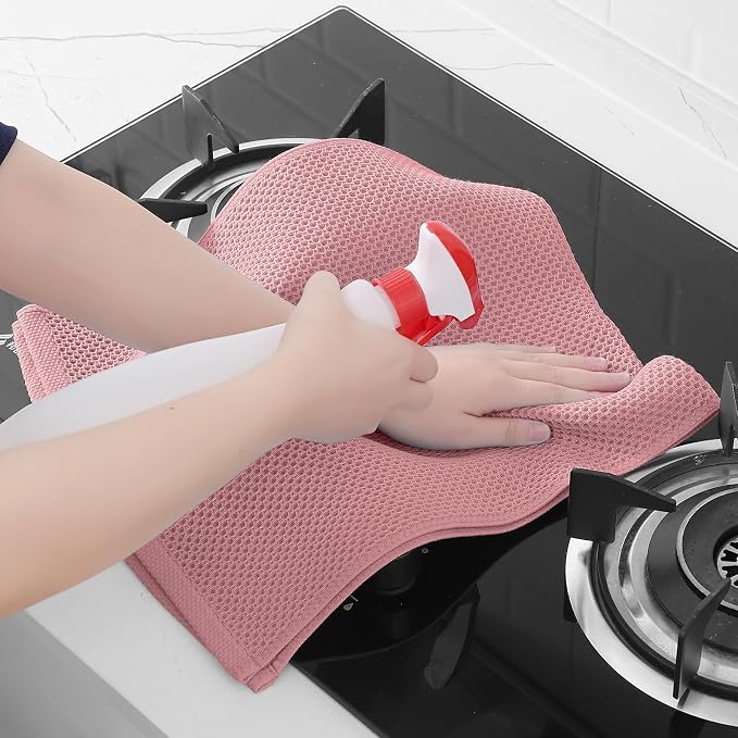 Homaxy 100% Cotton Waffle Weave Kitchen Dish Towels 8-Pack, Dried Rose | 13 x 28 Inches, Ultra Soft Absorbent Dish Towels, Quick Drying Cleaning Towels - Image 5