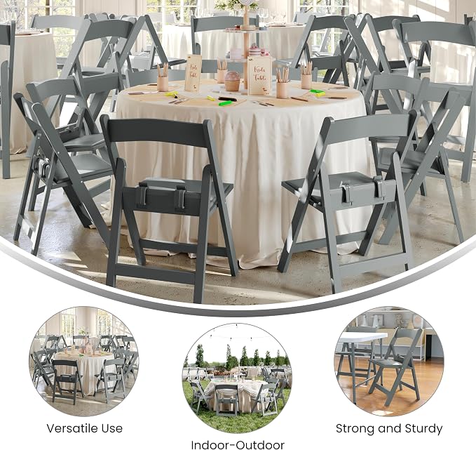 Flash Furniture Hercules Kids Resin Folding Chair, Gray | Vinyl Padded Seat, Lightweight, Indoor/Outdoor, HERCULES Series - Image 5