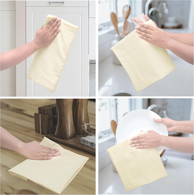 Urban Villa Kitchen Towels Cotton Dish Towels 27”x27” (Set of 4) Ivory - Image 2