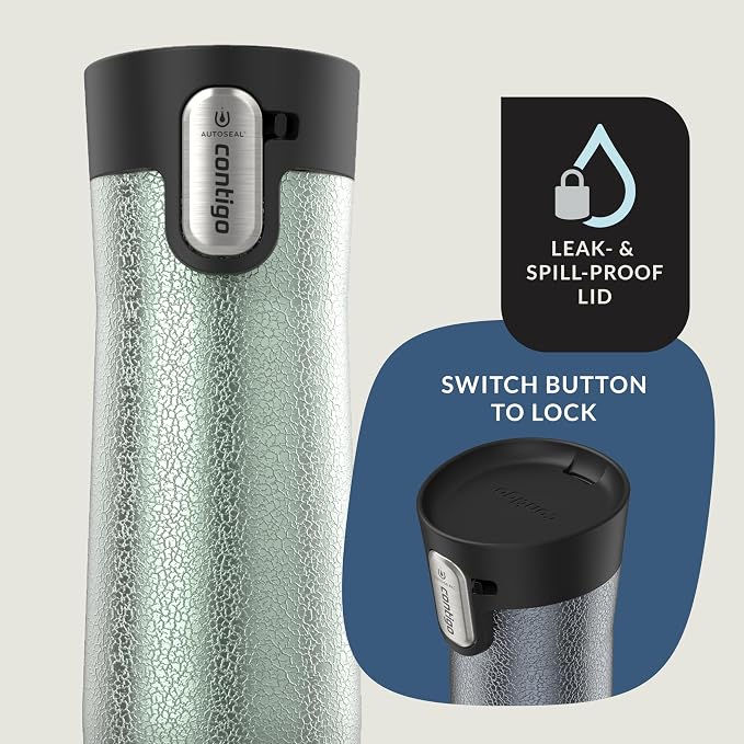Contigo® AUTOSEAL® West Loop Vacuum-Insulated Stainless Steel Travel Mug with Easy-Clean Lid, 20 oz, 2 pack, Crystal Lakeside; Crystal Agave - Image 3