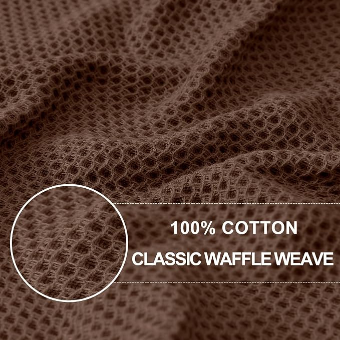 Homaxy 100% Cotton Waffle Weave Kitchen Dish Cloths 18-Pack, Coffee | 12 x 12 Inches, Ultra Soft Absorbent Dish Towels, Quick Drying Dish Rags with Hanging Loop - Image 2