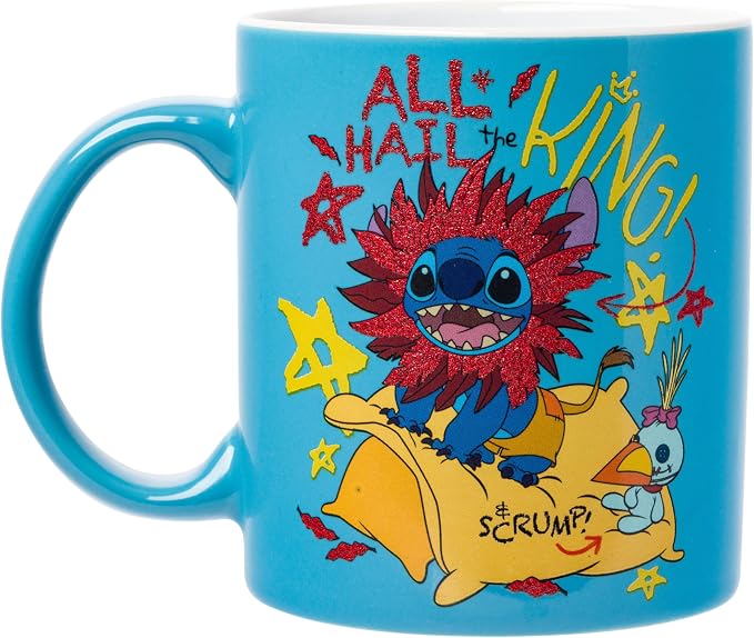 Silver Buffalo Disney Lilo and Stitch Lion King Costume, Ceramic Mug, 20oz | All Hail the King, Scrump, Glitter Finish, 0.59 Liters - Image 2