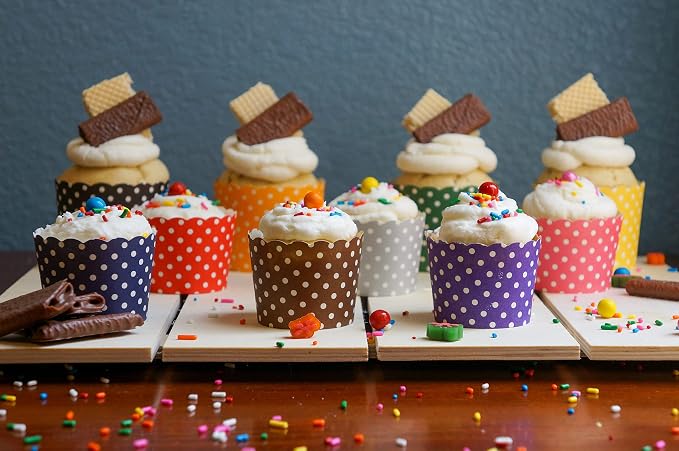 Paper Baking Cups (Polka Dots), Greaseproof Disposable Cupcake Liners (Black, Large Cups (50-Pack)) - Image 6