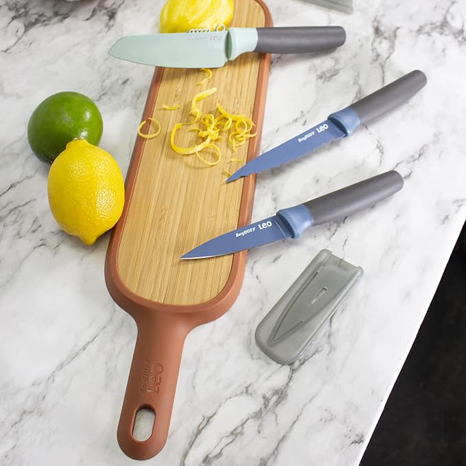 Berghoff Leo Long Bamboo Wood Kitchen Cutting Board With Handle, 44 x 10cm | Slotted French Bread Crumb Chopping Board, 17 x 4.5 Inches, Appetizer Serving Tray & Food Prep Board With Storage Loop - Image 6