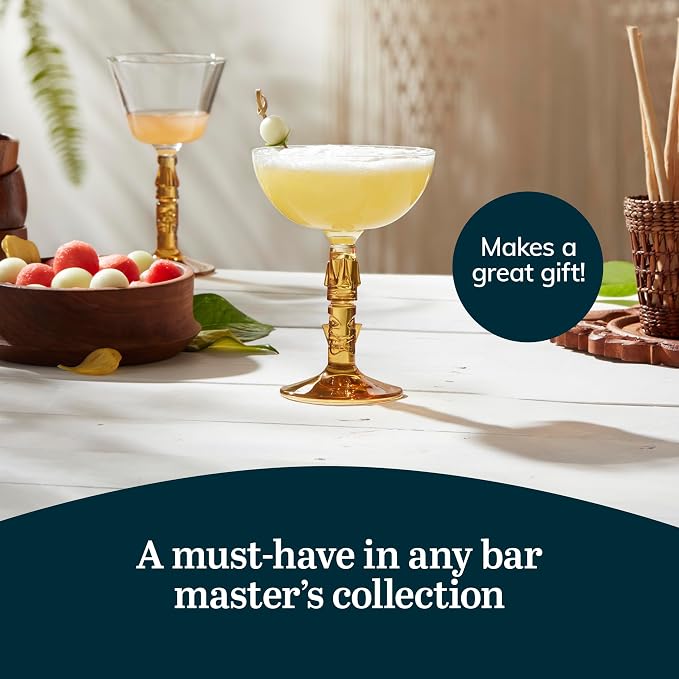 Libbey Tiki Coupe Cocktail Glasses, Vintage Style, Polynesian Inspired Coupe Martini Glasses Set of 4, Tropical Bar Glassware Set for Cocktail Party - Image 5