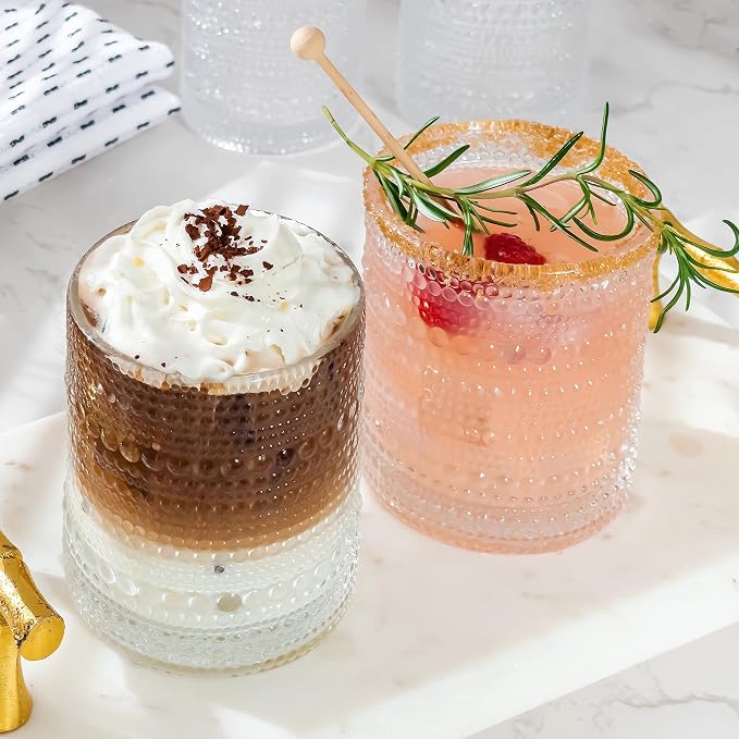 Kate Aspen Beaded Drinking Glasses Set of 6, 10 oz Retro Vintage Glassware - Boho Cocktail Water Juice Glasses, Hostess or Housewarming Gift - Image 2