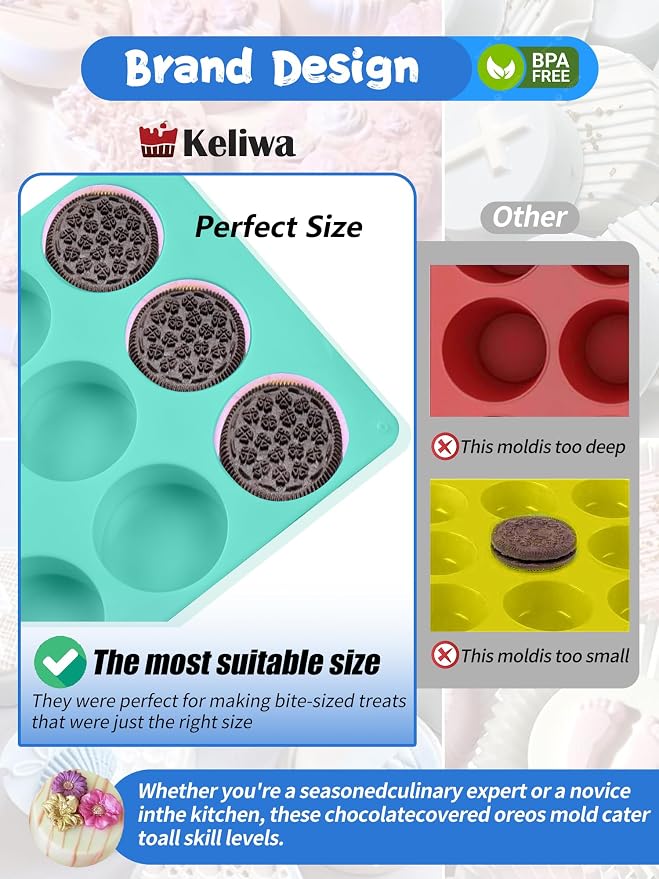 3 Pcs Round Chocolate Cookie Molds Set,12-Cavity Silicone Mold with 30 Clear Treat Boxes, Round Baking Mold for Candy, Mini Cake, Individually Wrapped Cakesicle Party Favor Packaging - Image 4