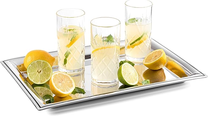 Royalty Art Kinsley Tall Highball Glasses, Set of 8, 12 oz Cups | Textured designer glassware, water, beer, soda, trendy elegant dishware, dishwasher safe - Image 3