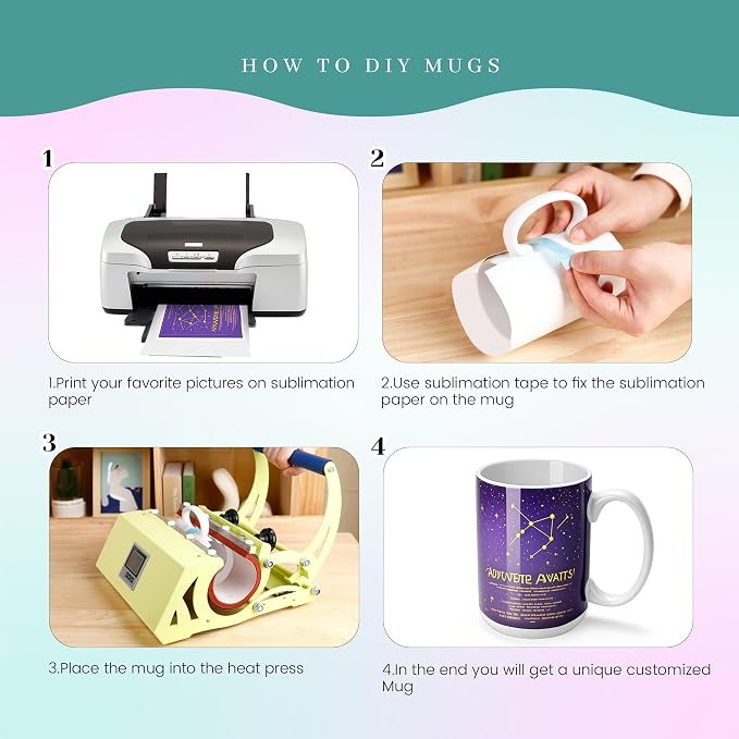 Joyclub 1 Set Sublimation Mugs Blank 15 oz Coffee Mugs Bulk White Ceramic Cups with Handle Tazas Para Sublimar for Coffee Latte Tea Milk Soup DIY Gifts - Image 5