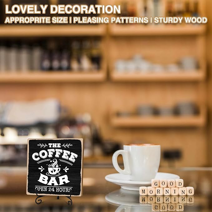 Coffee Bar 24-Hour Open Decor Signs, Coffee Station Accessories, Themed Gifts (H25) - Image 5