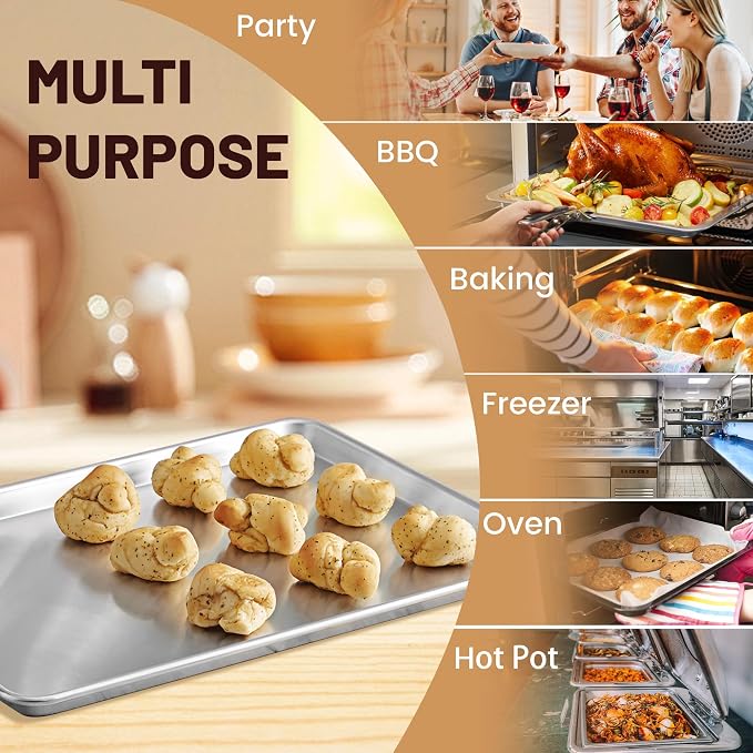 12 Pack Full Size Aluminum Baking Sheet Pan, 26 x 18 in | NSF, Aluminum Commercial Cookie Sheets, Non-Stick, Oven Safe Up to 500℉ - Image 7