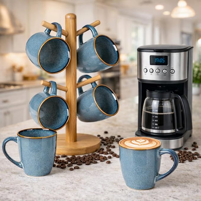 GBhome Ceramic Coffee Mugs Set of 6, 12oz Stoneware Coffee Mugs Set For Dad Mom Women MEN, Light Weight Ceramic Coffee Cups for Latte/Tea/Beer/Hot Cocoa, Dishwasher & Microwave Safe - Image 6