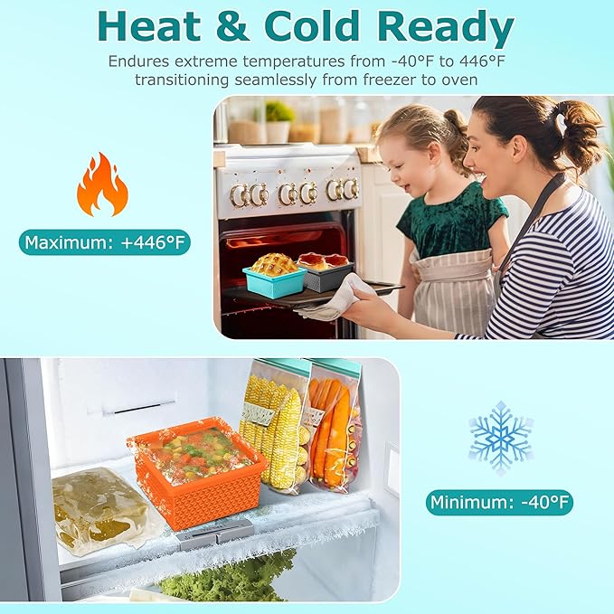 Silicone Freezer Tray with Lid-Stackable Soup Freezer Container Molds,2-Cup Ice Cube Trays for Perfect Portion Control,Food Storage & Meal Prep,Oven & Dishwasher Safe-4 Pack
