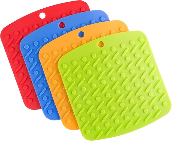 Silicone Pot Holder, Trivet Mat, Jar Opener, Spoon Rest, and Garlic Peeler - 4 pc - by Lavish Home by LavishHomeCollection