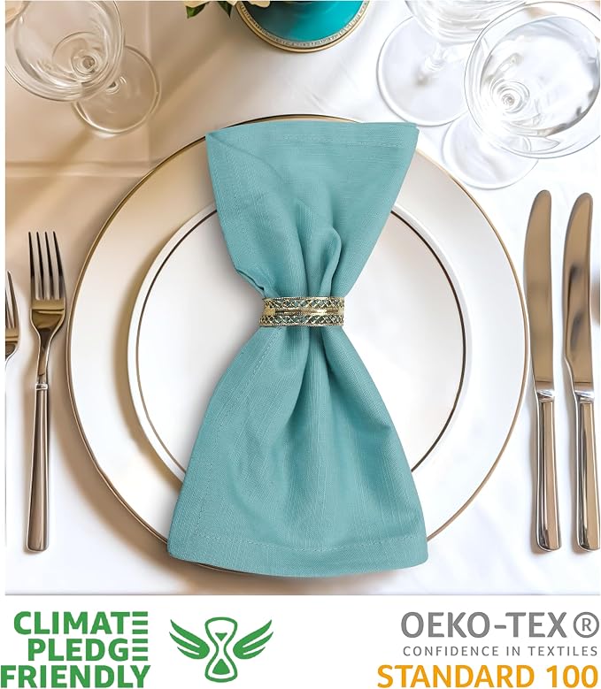 Urban Villa Cloth Napkins Cotton 20x20 (Set of 6) Aqua - Image 3