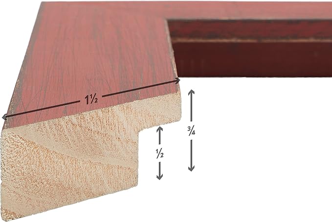 Craig Frames 20x24 Red Picture Frame Matted to 16x20, Rustic Wall Decor | A lightweight, shatter resistant acrylic front, made in the USA for a gallery display - Image 2