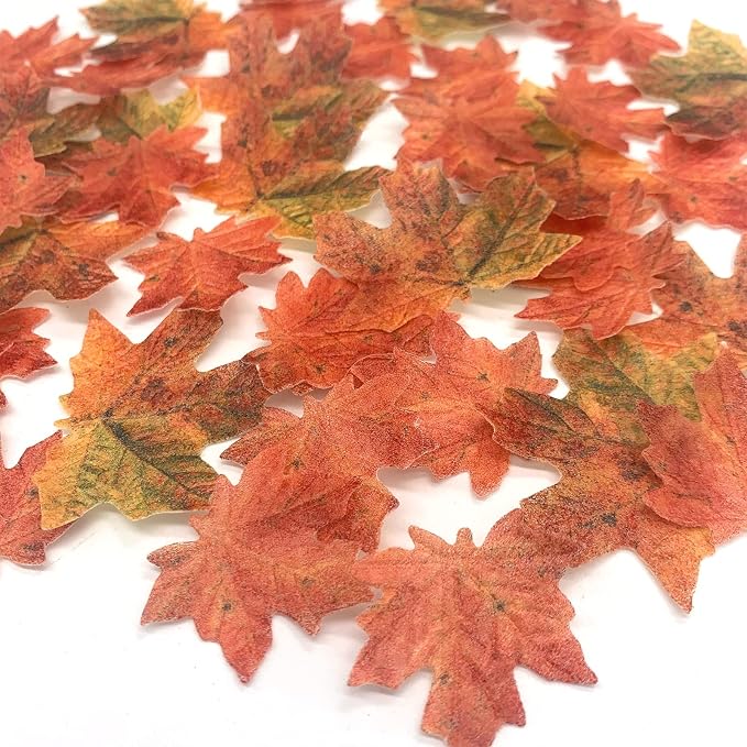 Weraru 90 Pcs Edible Fall Leaves Gold Leaf Cupcake Toppers, For your Party Cake Toppers Decoration - Image 5