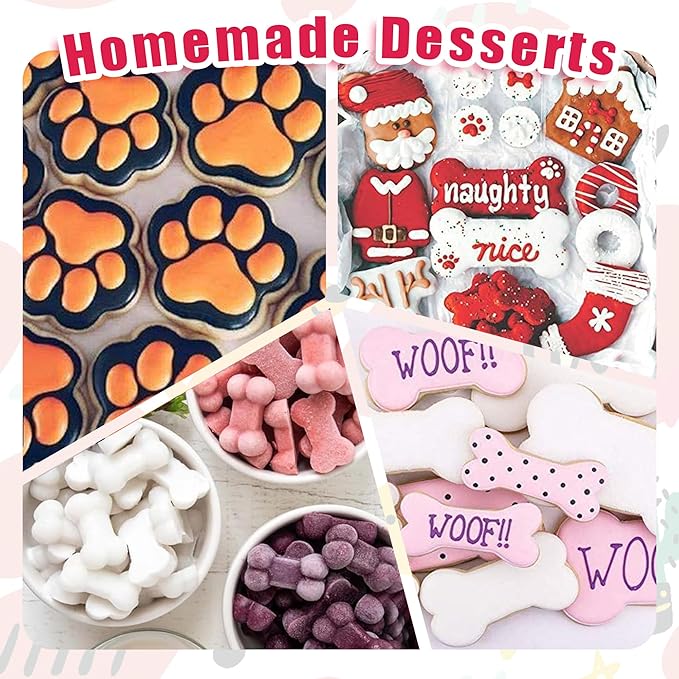 Silicone Molds Puppy Dog Paw and Bone Molds for Baking,Chocolate Molds,Silicone Dog Treat Mold - 6 Pack