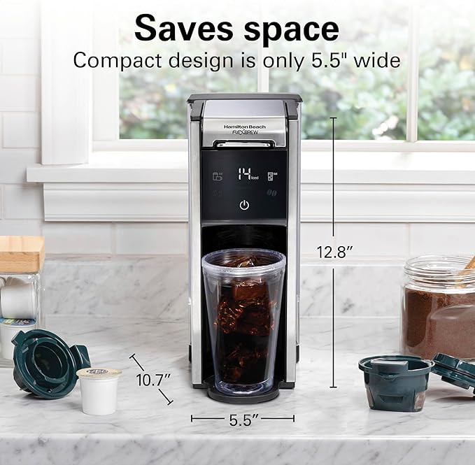 Hamilton Beach FlexBrew Advanced 4-in-1 Single Serve Coffee Maker | Hot & Iced Coffee Maker | Removable 45 oz. Reservoir | Uses Pod Packs & Grounds | Fast Brewing | Black - Image 4