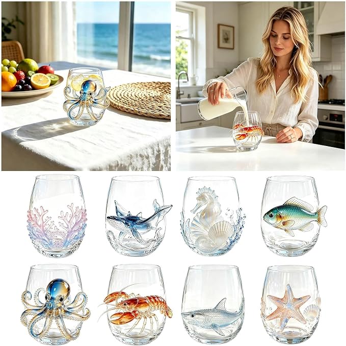Artisan Blue Octopus Glassware Handmade 3D Ocean Decor Gift - Image 7