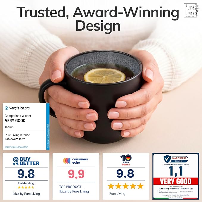 Large Stoneware Coffee Mugs Set of 4, 15.6 oz Coffee Cups with Reactive Glaze, Lead-Free, Dishwasher & Microwave Safe, Stain Resistant for Cocoa, Latte, Cappuccino & Tea, Dark Gray - Image 2