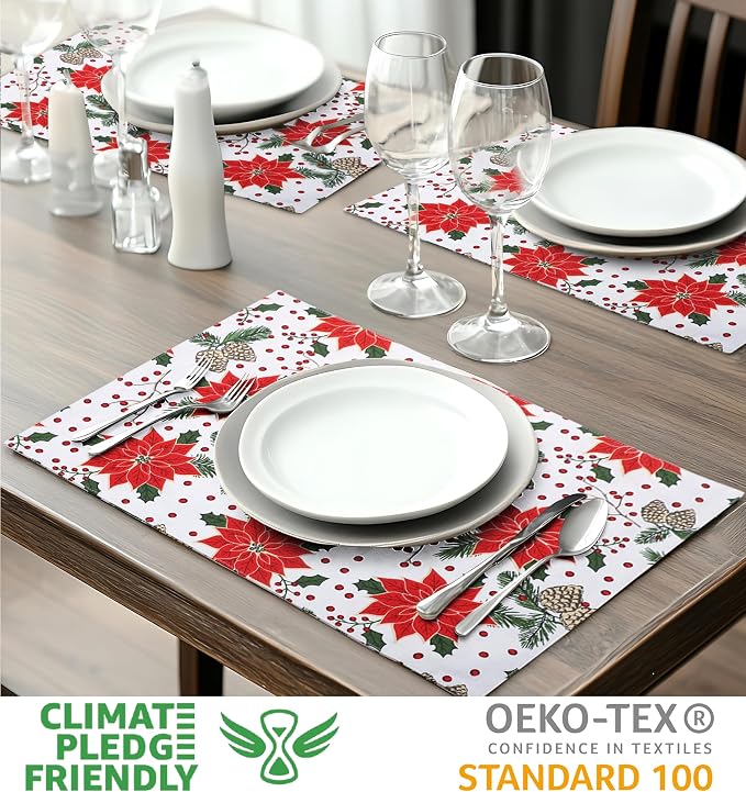 Urban Villa Two Tone Placemat Cotton Tablemat 14x20 (Set of 6) Pine Cone - Image 2
