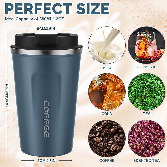CS COSDDI 12 oz Stainless Steel Vacuum Insulated Tumbler - Coffee Travel Mug Spill Proof with Lid - coffee Cup for Keep Hot/Ice Coffee,Tea and Beer (Tibetan blue) - Image 2