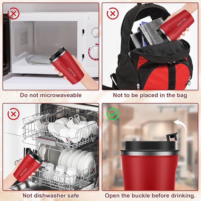 MOMSIV 12oz Travel Coffee Mug, Insulated Coffee Cup with Leakproof Lid | 6-Hour Heat Retention, 360°Leak proof, Vacuum Stainless Steel Double Walled, BPA-free, Reusable And To Go Coffee Mug - Image 6