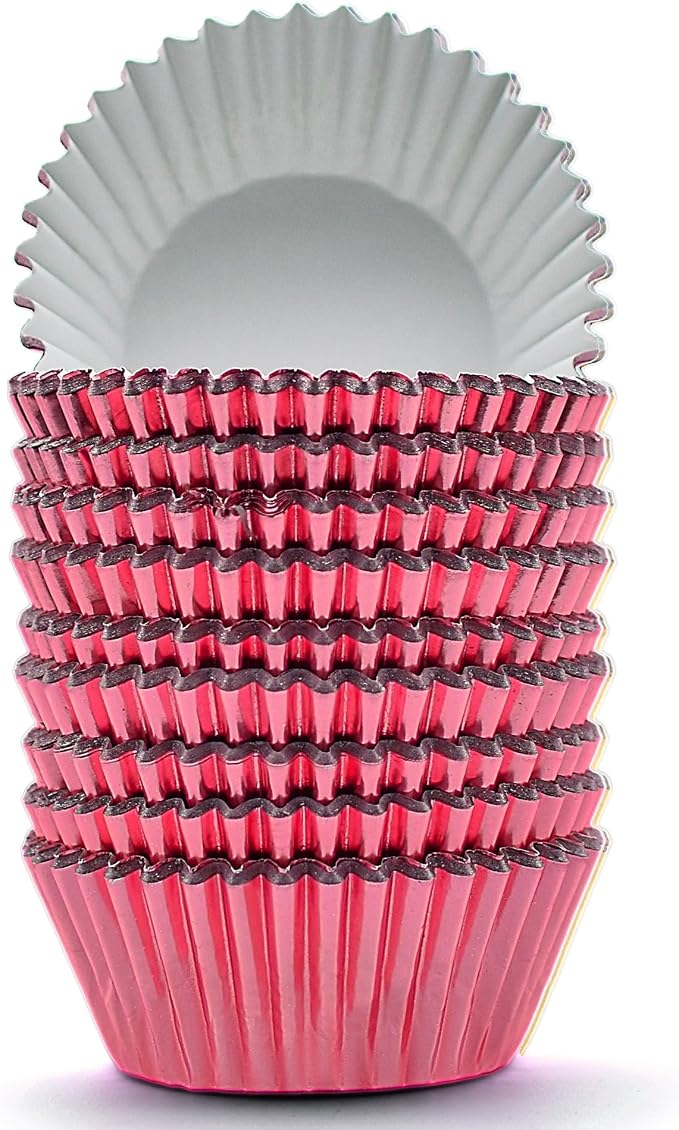 200 Pcs Red Foil Cupcake Liners Standard Baking Cups Muffin Paper Cases | Food-grade, Greaseproof & Sturdy Parchment, Cupcake Wrapper for Party, Christmas, Gift by MODENGKONGJIAN