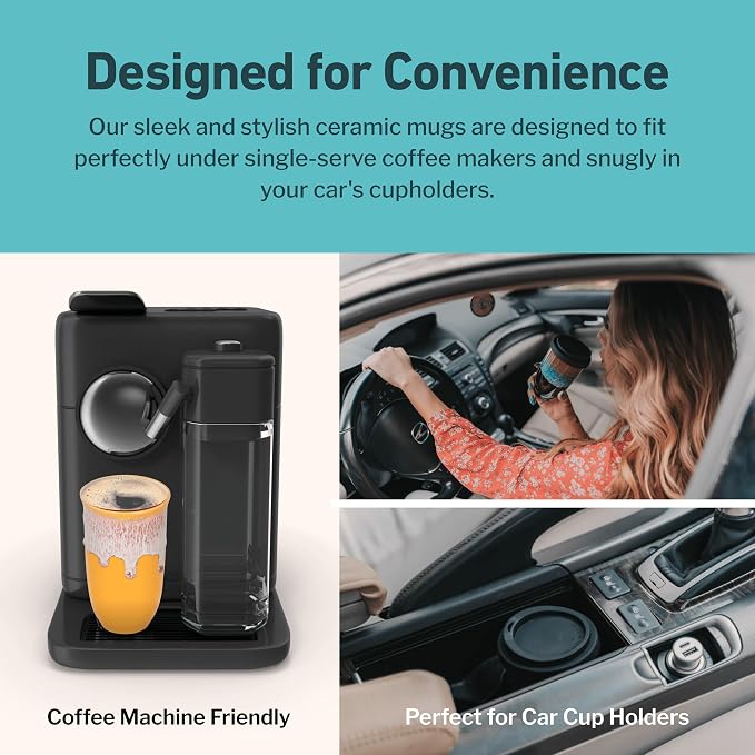 NOVA CERAMICS Ceramic Tumbler– Ceramic Travel Mug With Lid – Microwave & Dishwasher Safe Coffee White & Orange Tumbler - Gifts For Women Men Him Her – 16oz – Grapefruit - Image 7