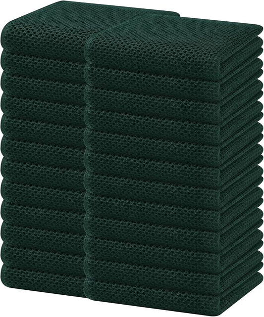Homaxy 100% Cotton Waffle Weave Kitchen Dish Towels 24-Pack, Blackish Green | 13 x 28 Inches, Ultra Soft Absorbent Dish Towels, Quick Drying Cleaning Towels by Homaxy