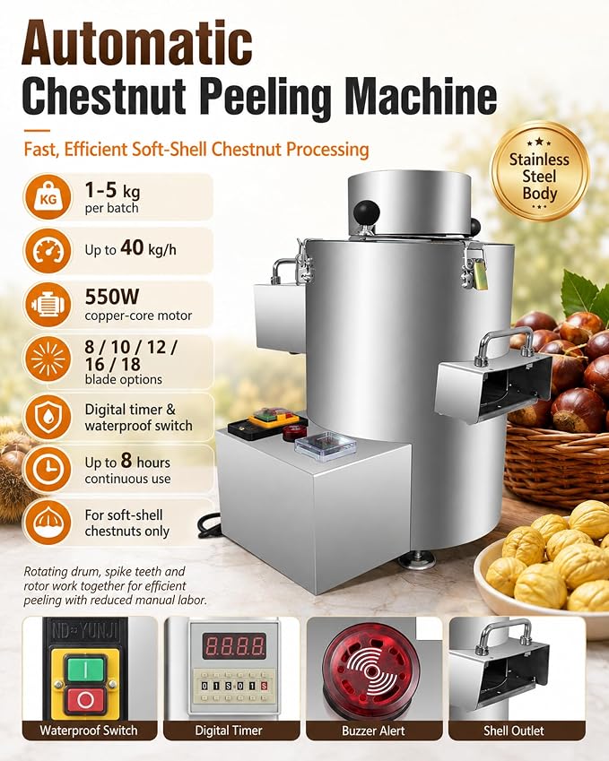 Automatic Chestnut Peeler - 5 Durable Alloy-Steel Blades for Efficient Nut Shelling - Easy-to-Use Kitchen Tool for Fast Chestnut Preparation - Perfect for Baking and Cooking - Image 2