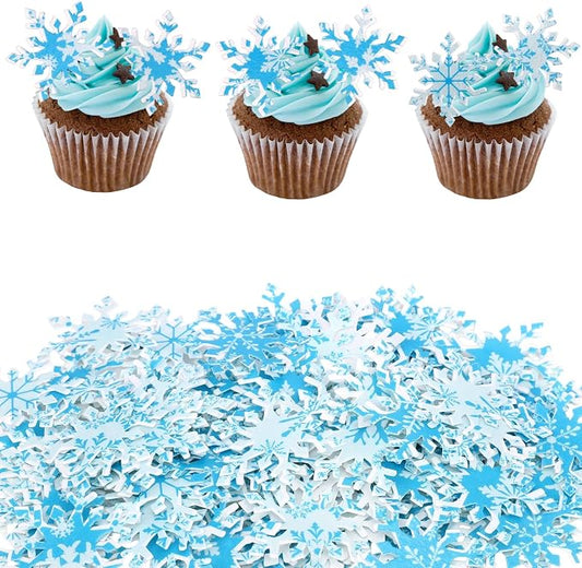 168pcs Edible Snowflake Cake Decorations, Wafer Paper Cupcake Toppers Winter Frozen Theme Snowflakes Decorations for Christmas Holiday Party Supplies by Unknown