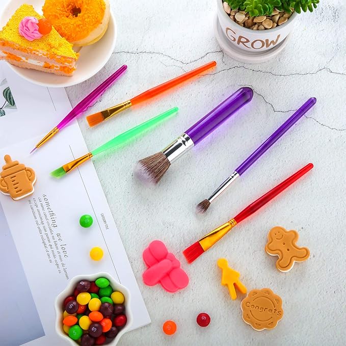 8 Pcs Christmas Cake Candy Decorating Brushes Food Fondant Tools Food Painting Brushes for Cake Chocolate Sugar Cookie Decorating Supplies with Fondant Gum Paste Tool for Christmas Xmas Party Supplies