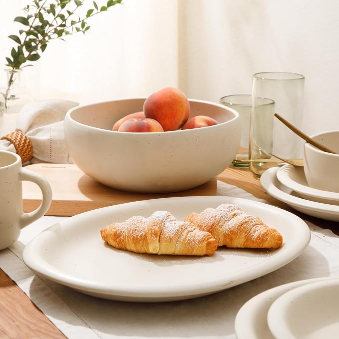 Bloomhouse - Two Time Oprah's Favorite Things Winner - Corsica Clay 2-Piece Serving Set – Oval Platter and Bowl in Sea Salt White, Durable Stoneware for Entertaining & Everyday Use - Image 2