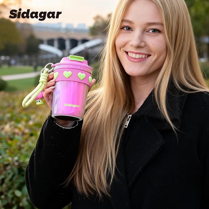 SDGA+ 12 oz Travel Coffee Mug Spill Proof Leak Proof, Stainless Steel Thermal Coffee Cup with Lid, Resuable Cup for Hot and Cold, Portable Tumbler for Women, Rainbow - Image 8