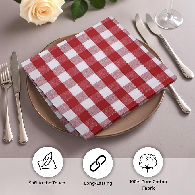 Urban Villa Cloth Napkins Cotton 20x20 (Set of 6) Red - Image 5