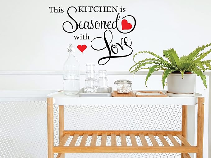 Picniva This Kitchen is Seasoned with Love Wall Decal - 15 x 22 Inch Black Vinyl Quote Sticker for Dining Room, Restaurant, and Farmhouse Decor - Image 2